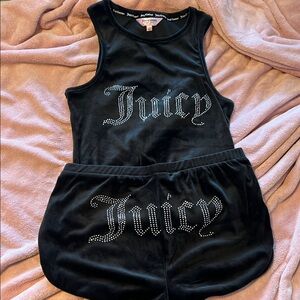 NWOT Juicy Couture Black Velour Set with Rhinestone Logo